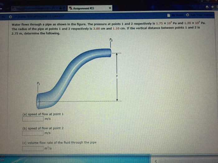 Solved Water flows through a pipe as shown in the figure. | Chegg.com