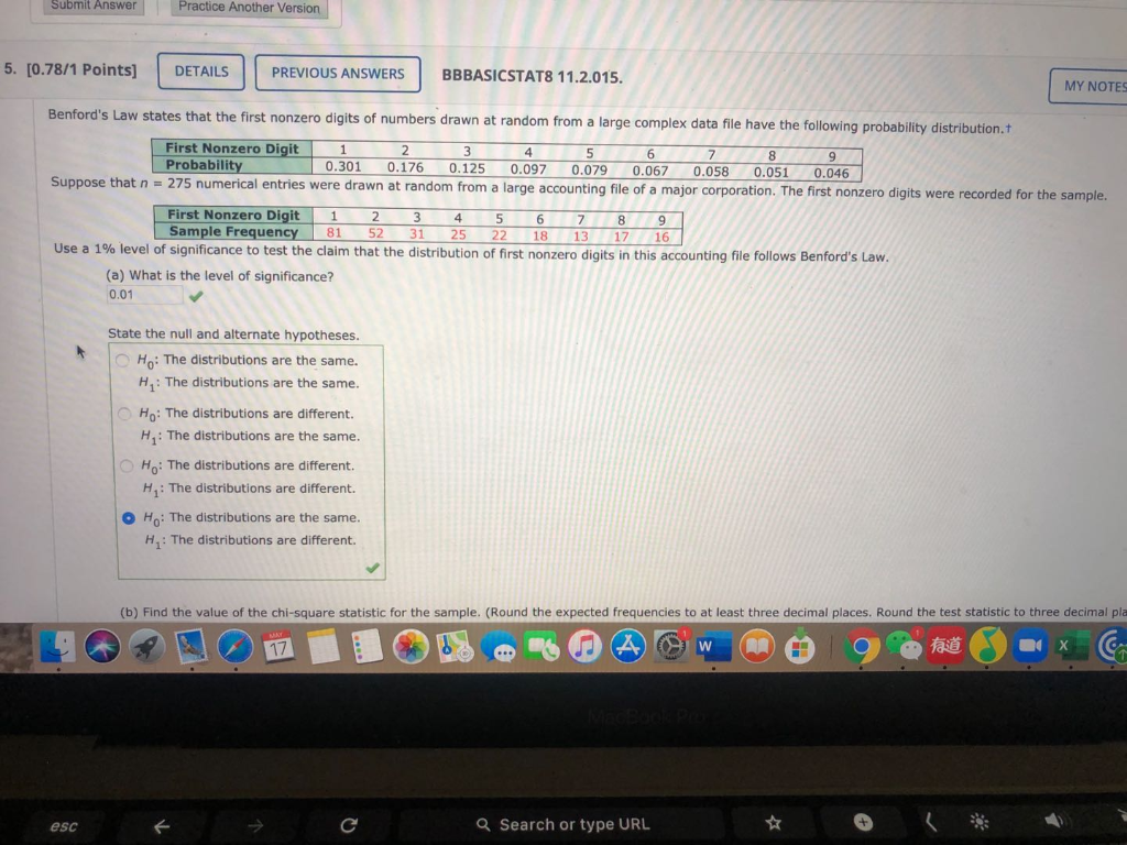 Solved (b) Find The Value Of The Chi-square Statistic For | Chegg.com