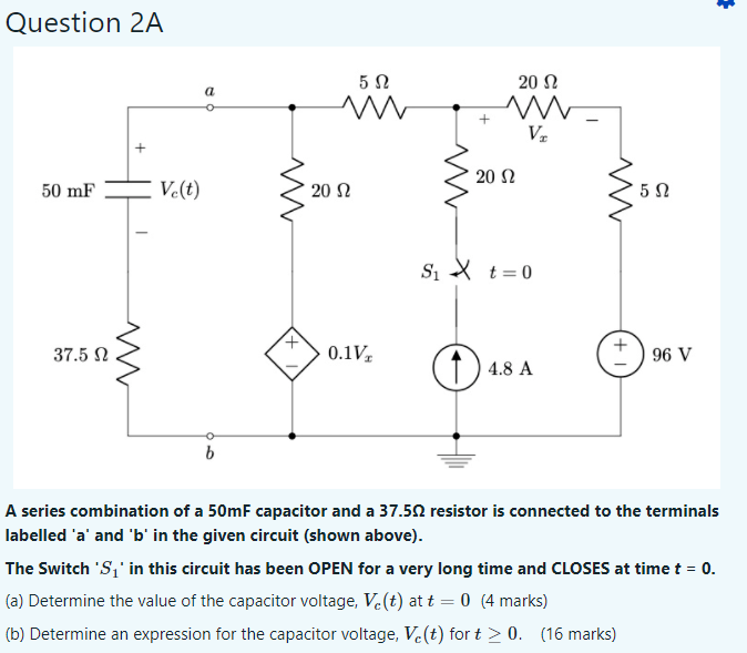 Solved A series combination of a 50mF capacitor and a | Chegg.com