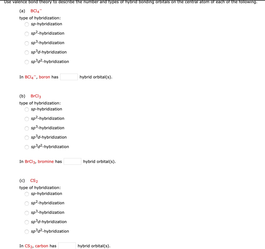 Solved What is the hybridization of the central atom in CH 3 | Chegg.com