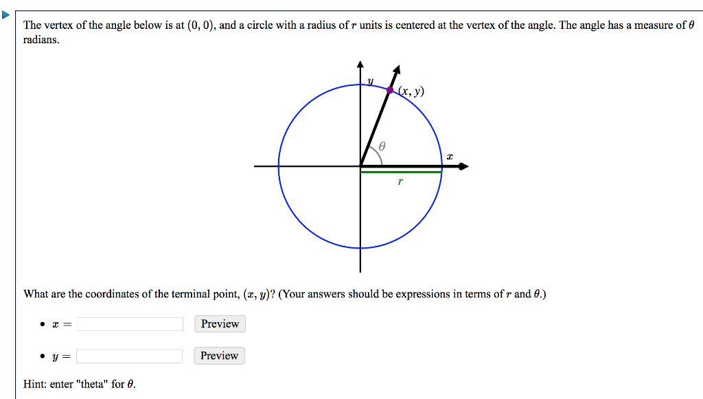 Solved The Vertex Of The Angle Below Is At 0 0 And A 5108