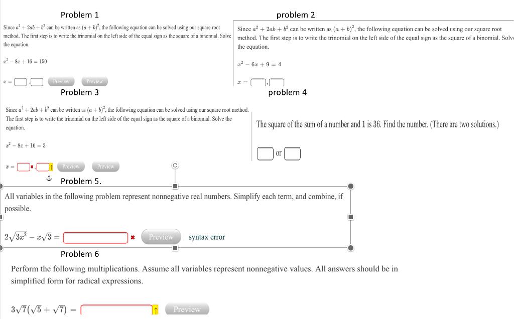 Solved Problem 1 problem 2 Since a + 2ab + 5% can be written | Chegg.com