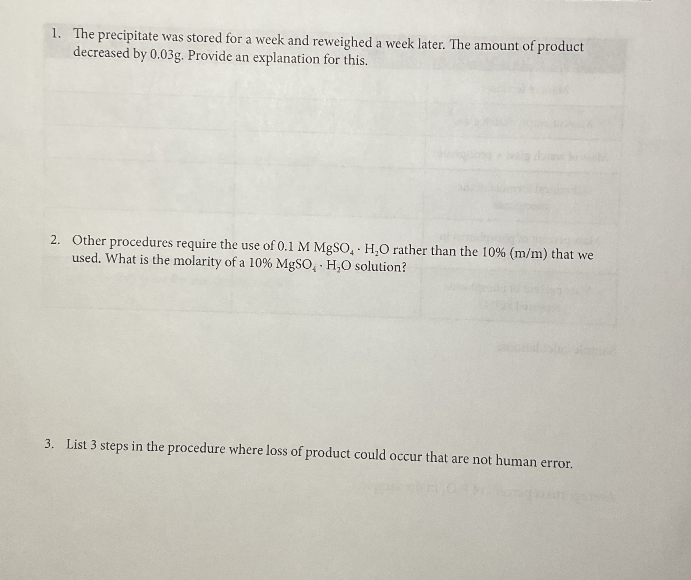 1. Prepare 50 mL of 10%( m/m) of MgSO4⋅7H2O. Confirm | Chegg.com