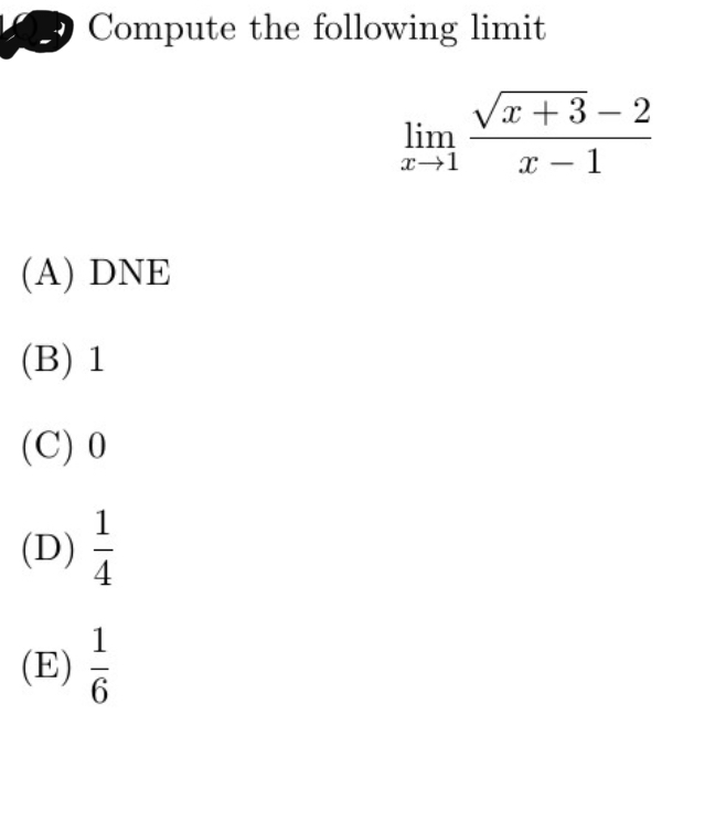 Solved Compute The Following Limit Limx→1x−1x 3−2 A Dne