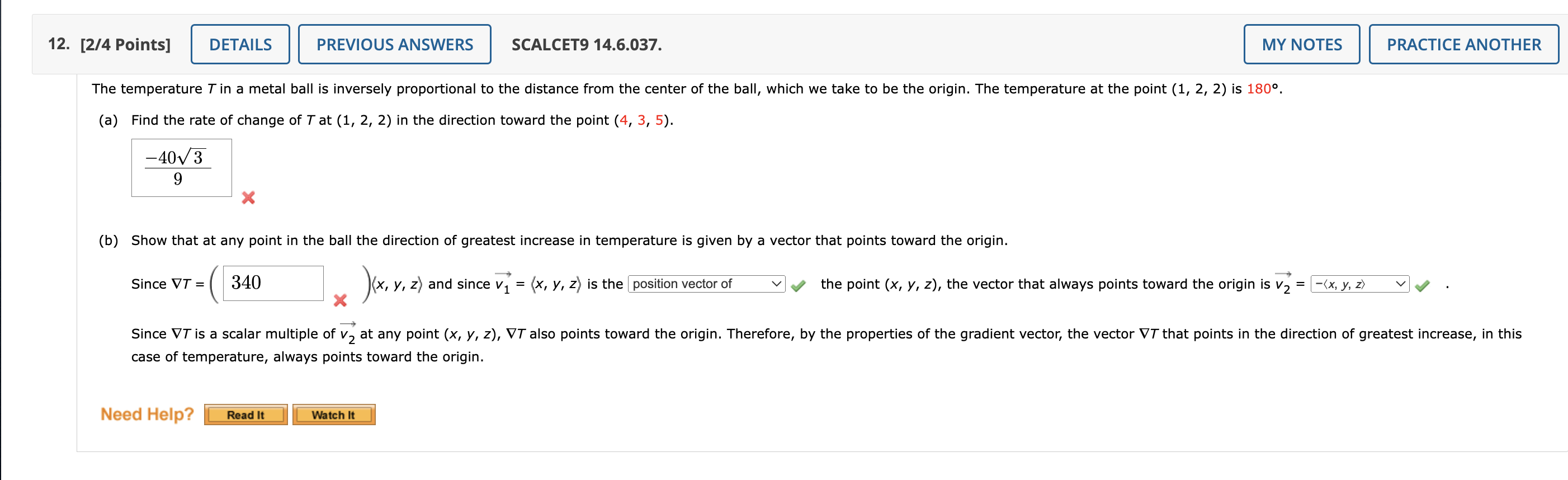 Solved The temperature T in a metal ball is inversely