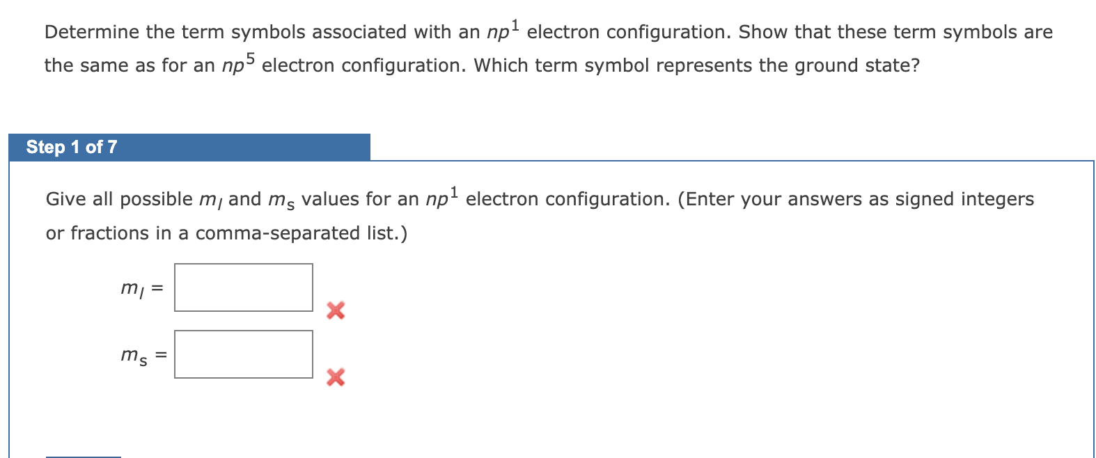 Solved Determine the term symbols associated with an np1 | Chegg.com