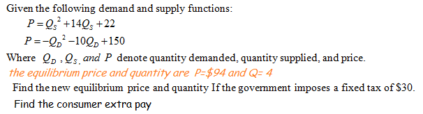 Solved Given the following demand and supply functions: P=0s | Chegg.com