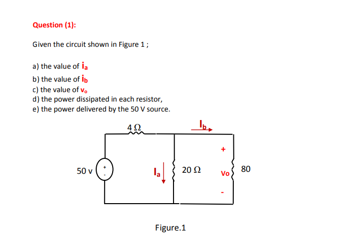 Solved Question (1): Given the circuit shown in Figure 1 ; | Chegg.com