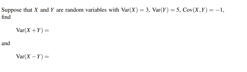 Solved Suppose that X and Y are random variables with Var(X) | Chegg.com