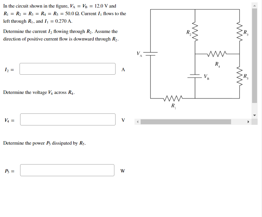 Solved In the circuit shown in the figure, VA = VB = 12.0 V | Chegg.com