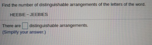 Distinguishable Answer Solved Find the number of distinguishable arrangements of | Chegg.com