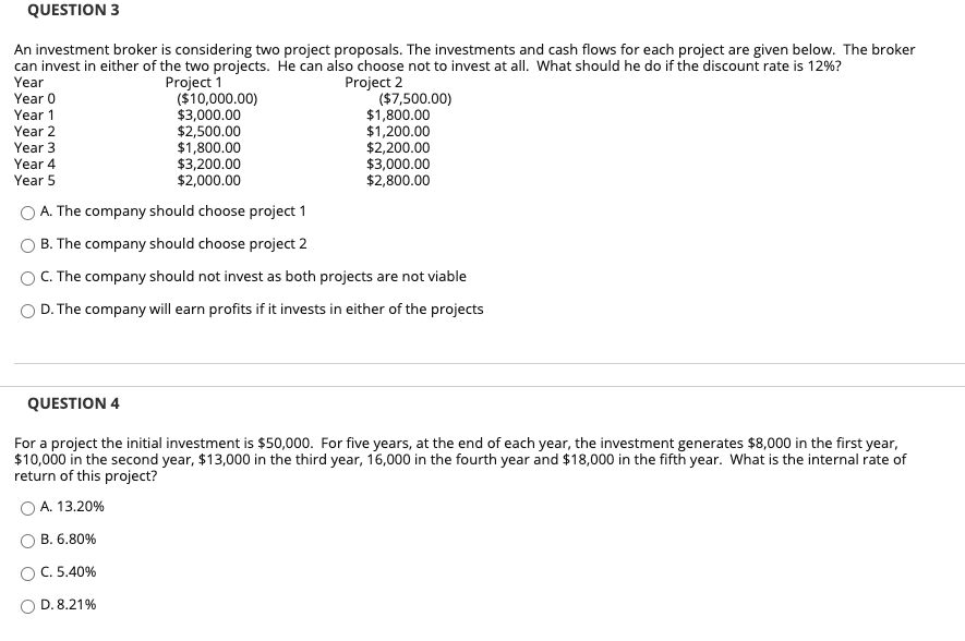 Solved QUESTION 3 An Investment Broker Is Considering Two | Chegg.com