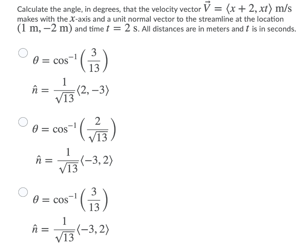 Solved Calculate the angle, in degrees, that the velocity | Chegg.com