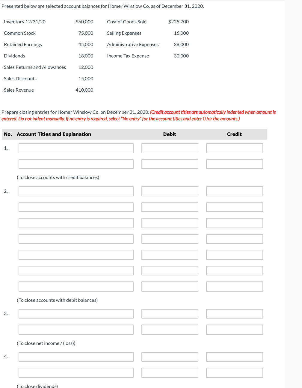 Solved Presented below are selected account balances for | Chegg.com