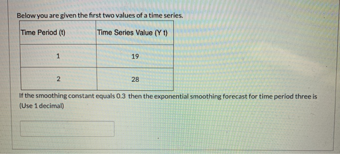 Solved Below you are given the first two values of a time | Chegg.com