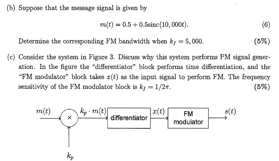 Solved (b) Suppose that the message signal is given by m(t) | Chegg.com