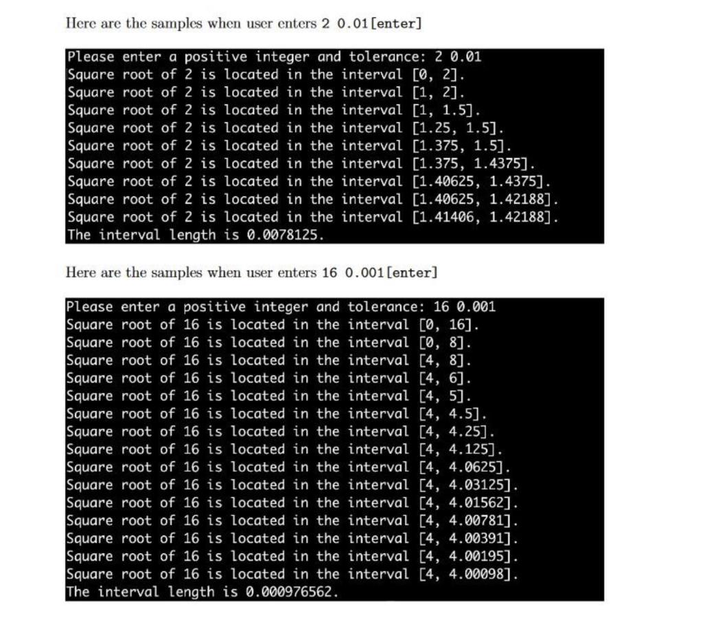 Solved Problem 2: (Compute square root without using sqrt