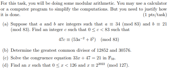 Solved I'm trying to solve modular arithmetic, and the | Chegg.com