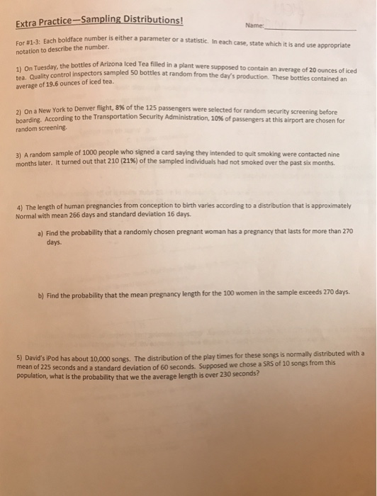 Solved Extra Practice-Sampling Distributions! Name: number | Chegg.com