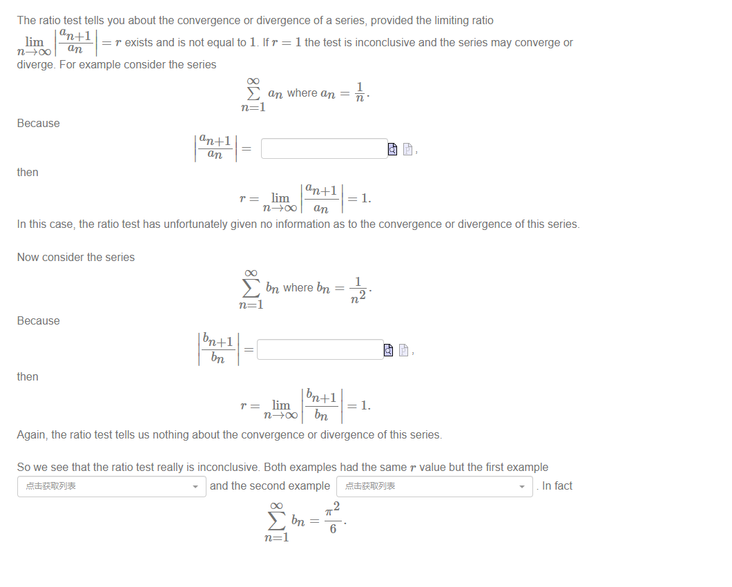 The ratio test tells you about the convergence or | Chegg.com
