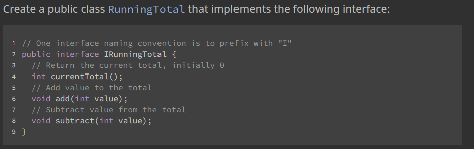 Solved Java Create a public class RunningTotal that | Chegg.com