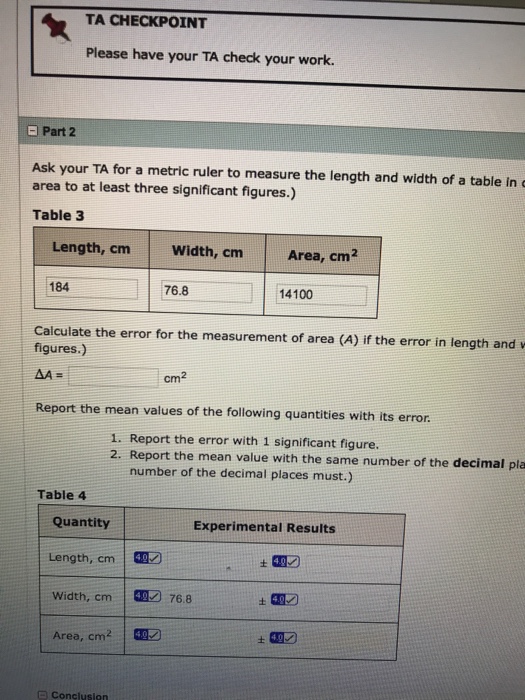 Ask your TA for a metric ruler to measure the area to | Chegg.com