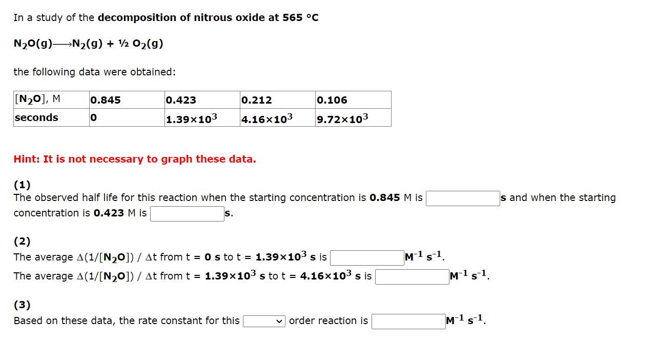 Solved In a study of the of nitrous oxide at
