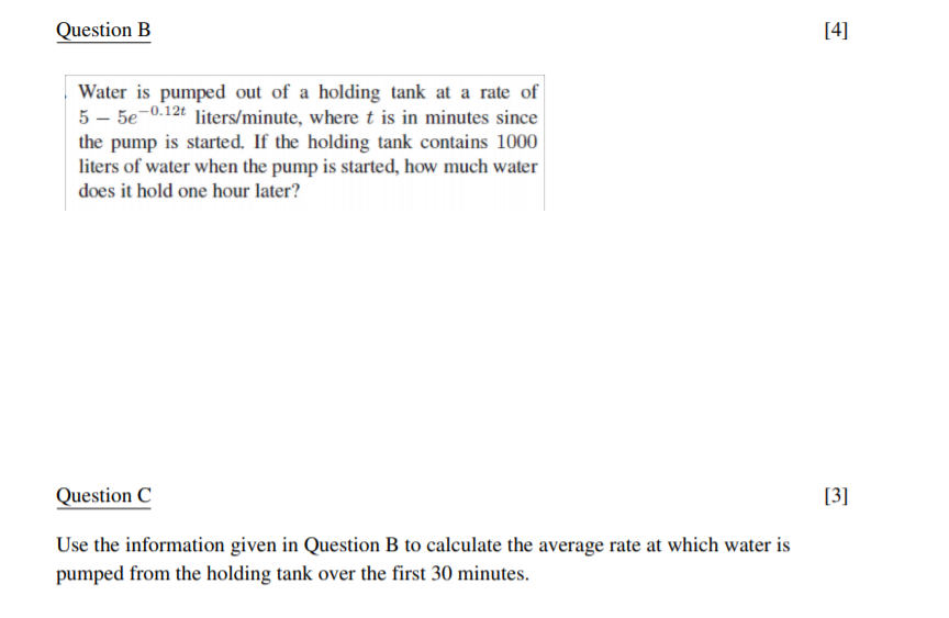 Solved Question B [4] Water is pumped out of a holding tank | Chegg.com