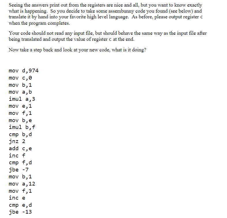 Solved Assembly language help! I need to translate this into | Chegg.com image.