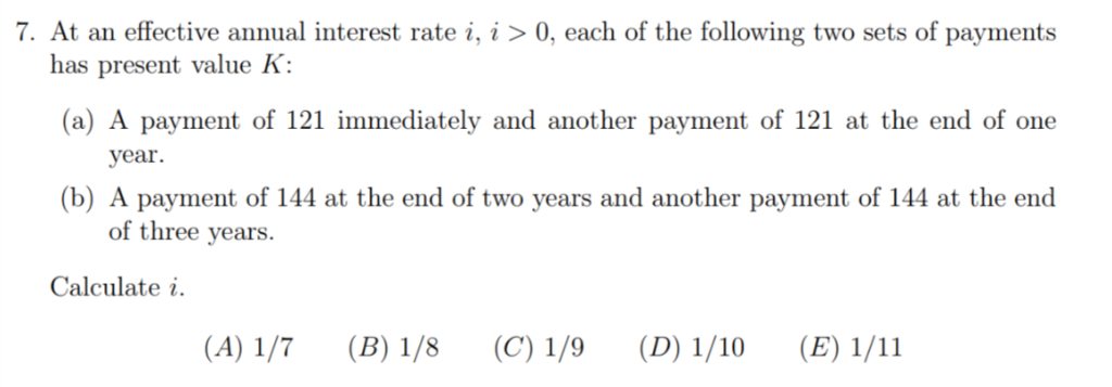 Solved 7. At An Effective Annual Interest Rate I, I > 0, 