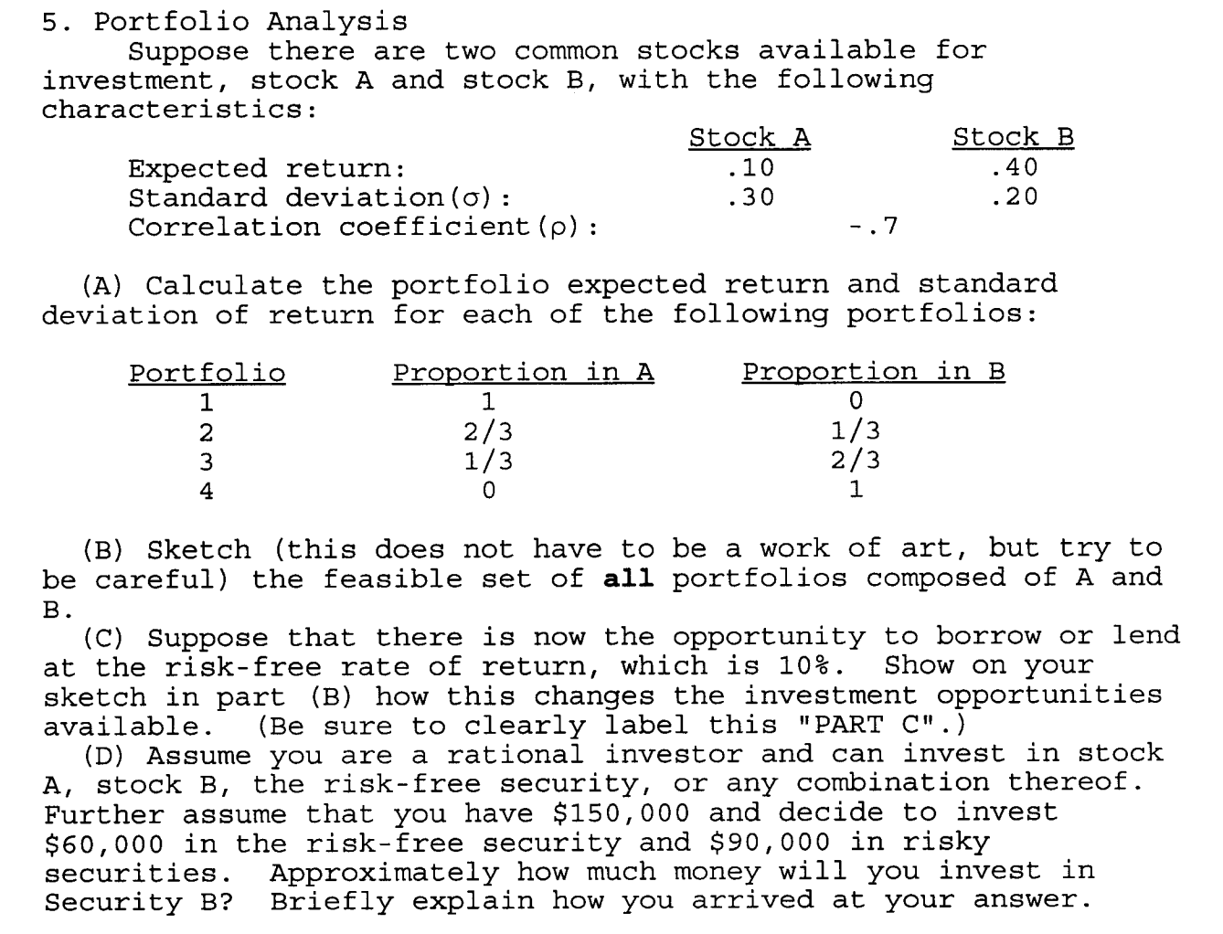 5. Portfolio Analysis Suppose there are two common | Chegg.com