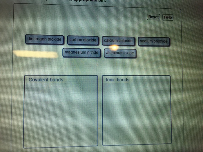 Solved Reset Help dinitrogen trioxide carbon dioxide calcium