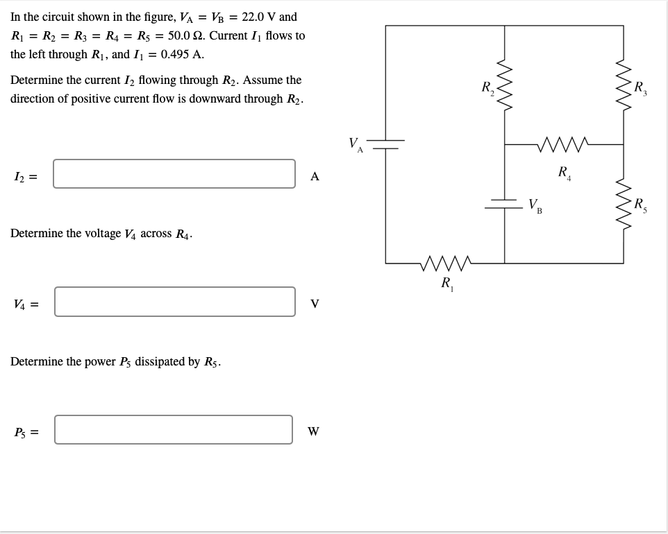 Solved In the circuit shown in the figure, VA = VB = 22.0 V | Chegg.com