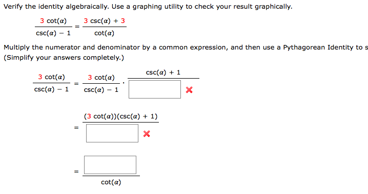 Solved Verify the identity algebraically. Use a graphing | Chegg.com