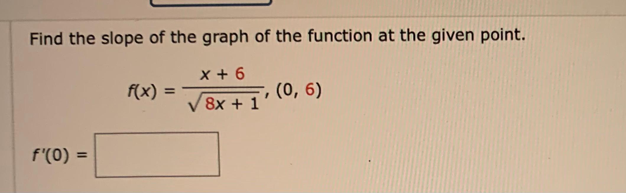 Solved Find the slope of the graph of the function at the | Chegg.com