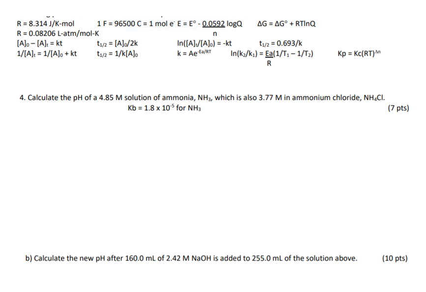 Solved R 8 314 J K Mol 1 F C 1 Mol E E E Chegg Com