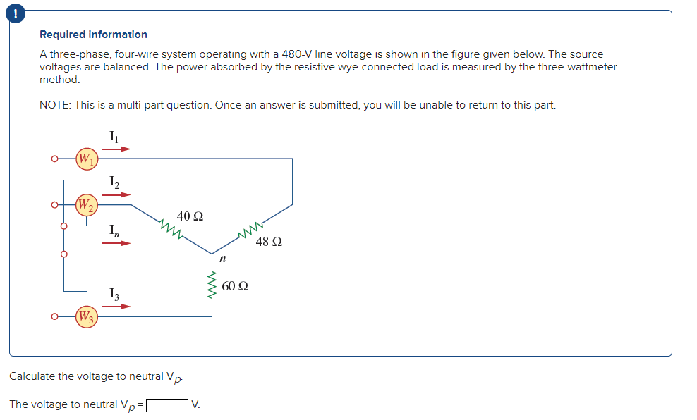 Solved Required information A three-phase, four-wire system | Chegg.com