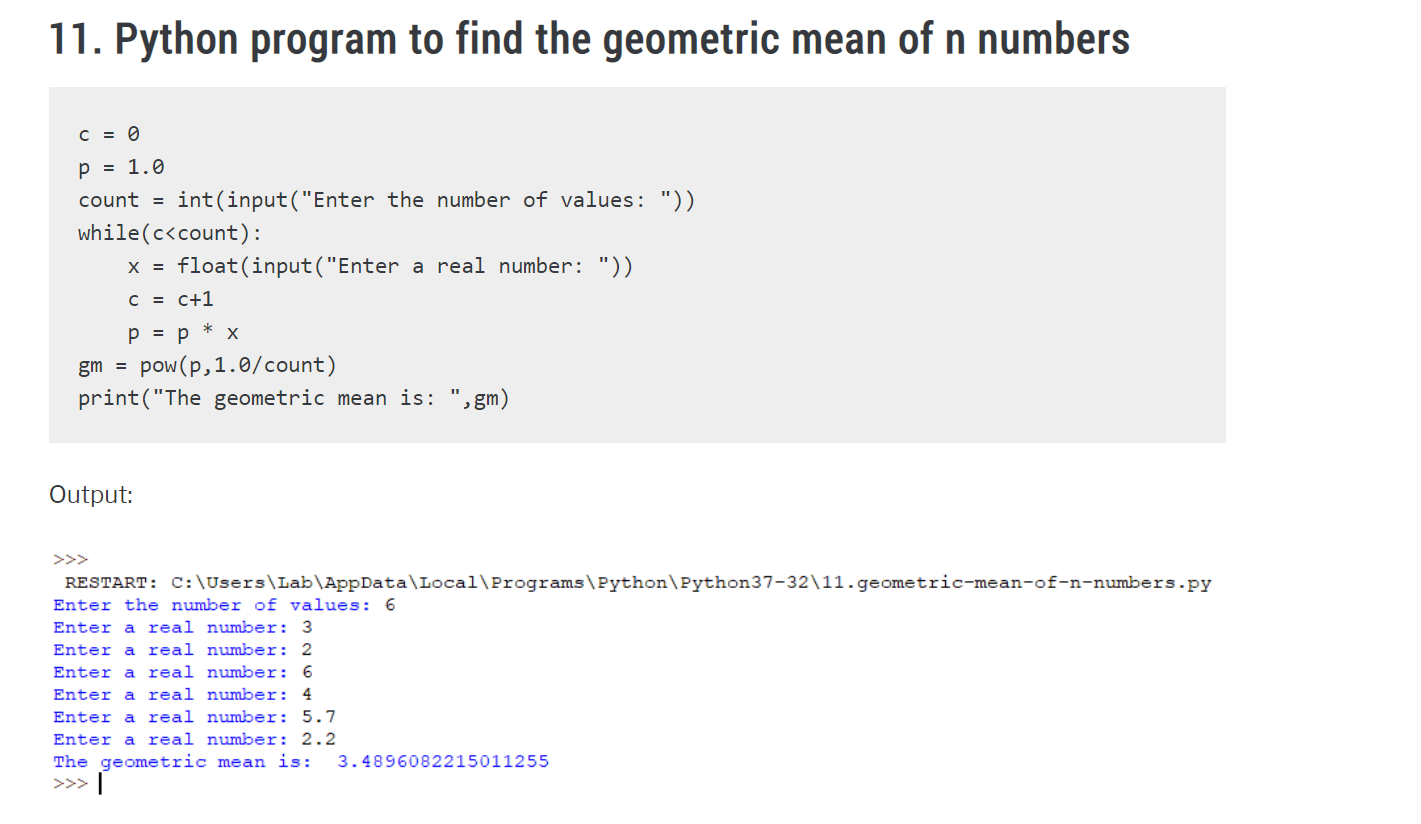 solved-11-python-program-to-find-the-geometric-mean-of-n-chegg