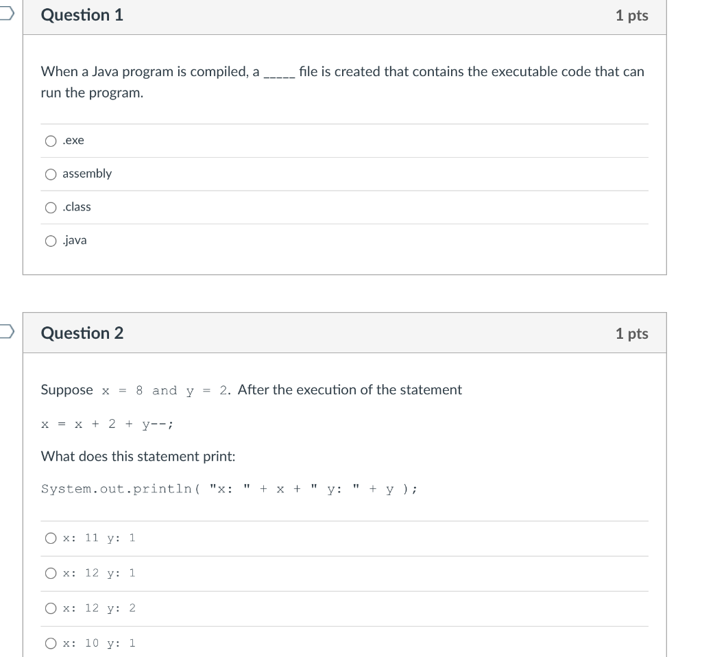 Solved When a Java program is compiled, a file is created | Chegg.com