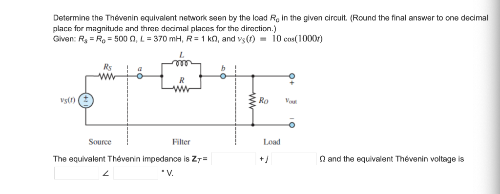 Solved Determine the Thévenin equivalent network seen by the | Chegg.com