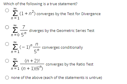 Solved Determine which of the following series diverges. 1 Σ | Chegg.com