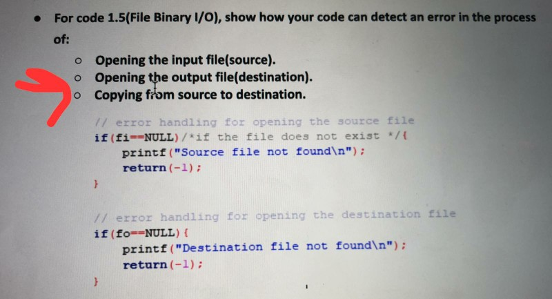 Code Not In File For code 1.5(File Binary 1/0), show how your code can | Chegg.com