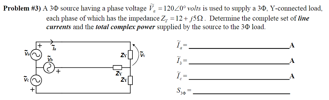 Solved Problem \#3) A 3Φ source having a phase voltage | Chegg.com