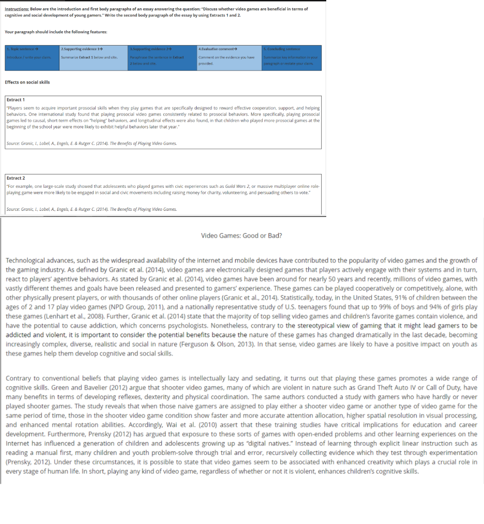 Solved Write the second body paragraph of the essay below by | Chegg.com