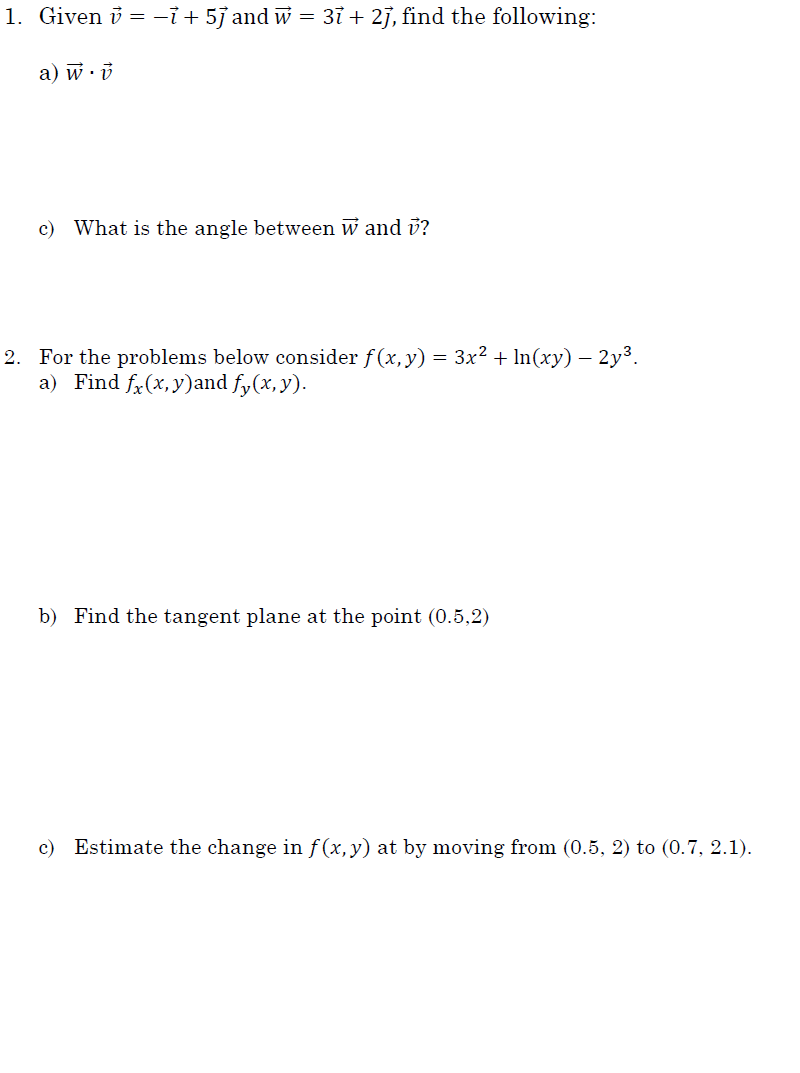 1 Given U 1 5 And W 31 27 Find The Chegg Com