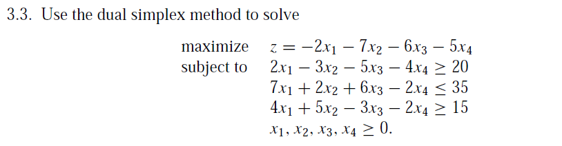 Solved 3.3. Use the dual simplex method to solve maximize | Chegg.com