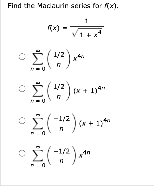 Solved Find The Maclaurin Series For F X 1 F X V 1 Chegg Com