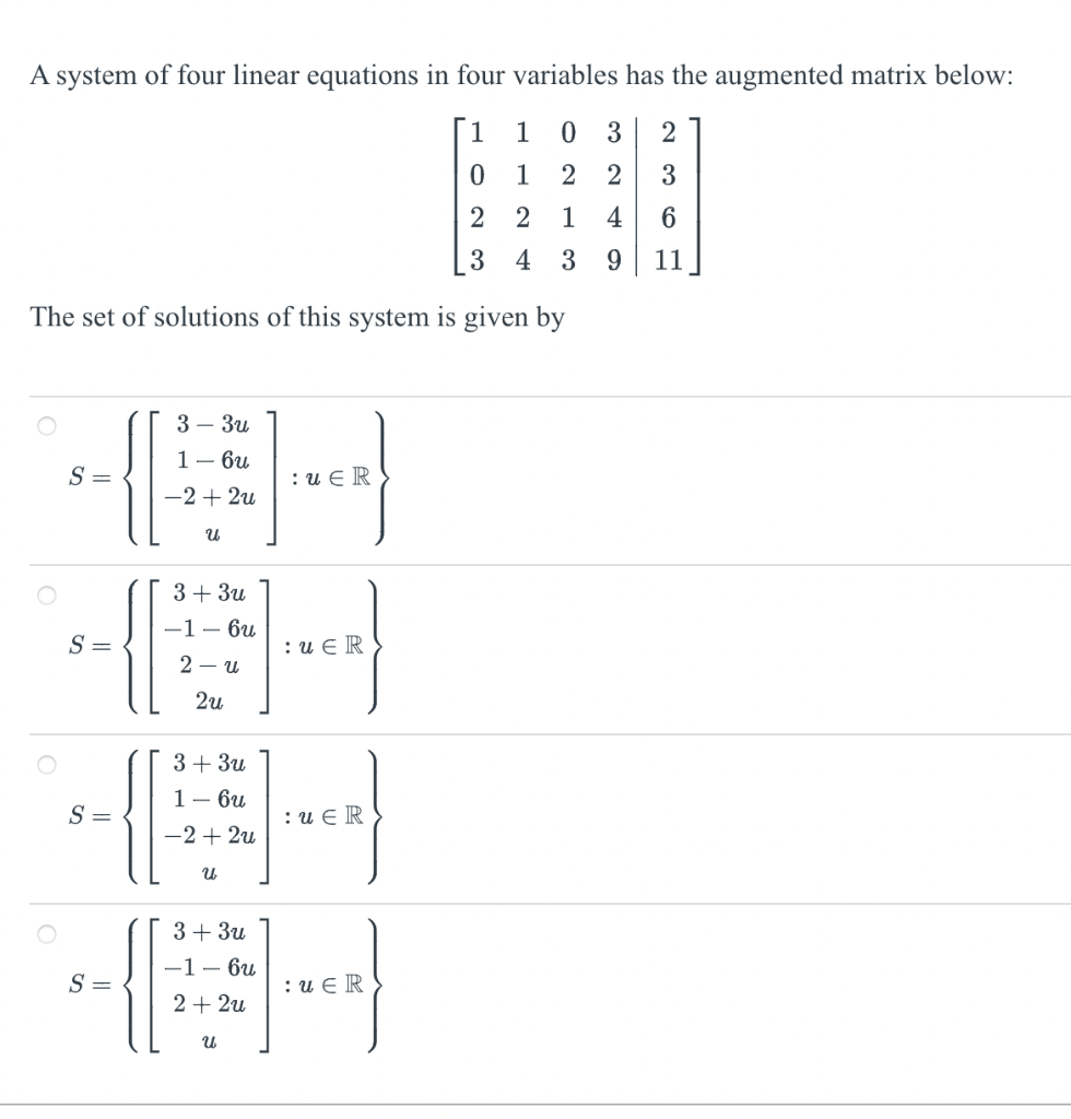 Solved A System Of Four Linear Equations In Four Variables | Chegg.com