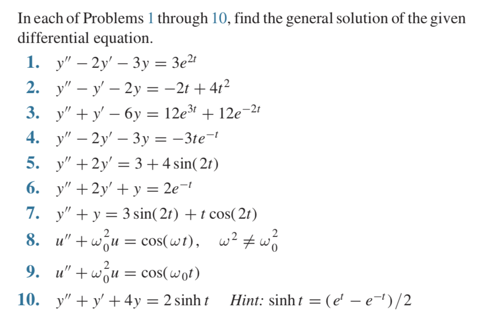 Solved In each of Problems 1 through 10, find the general | Chegg.com