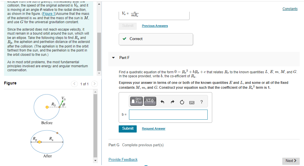 Solved A small asteroid is moving in a circular orbit of